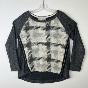 Anthro DOLAN Gray Modern Edgy Retro Boho Luxe Mohair Zipper Detail Sweater SMALL